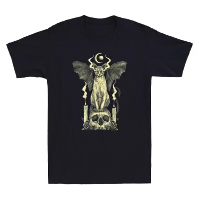 Buy Evil Sphynx Cat Bat Skull Wicca Gothic Goth Witchcraft Witch Retro Men's T-Shirt • 13.99£