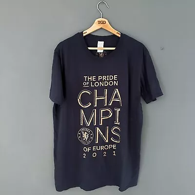 Buy Mens Chelsea Football Club Champions Of Europe 2021 T-Shirt Top Size Large • 4.99£