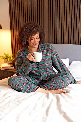 Buy Cyberjammies Women's Pyjama Set Whistler Green Super Cosy Check Print • 15£