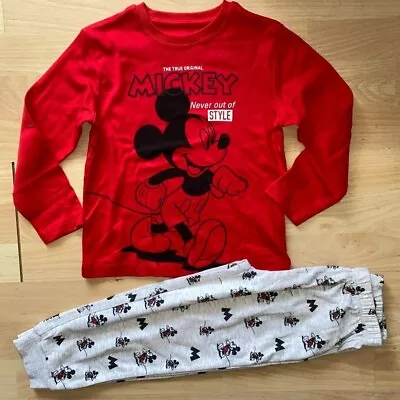 Buy New Disney Mickey Mouse Pyjamas.top & Cuffed Bottoms.3-4yrs.DEFECT MARK • 3.99£