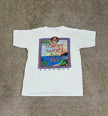 Buy 1990’s Vintage Conchy Joe’s Dark Island Rum Liquor White T-Shirt Size Large • 18.66£