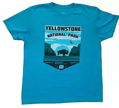 Buy Yellowstone National Park Teal T-Shirt Adult Size L Buffalo Nature Outdoors • 13.97£