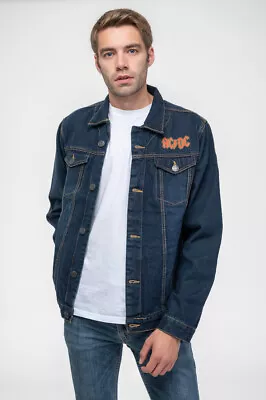 Buy AC/DC Denim Jacket For Those About To Rock Band Logo New Official Blue S • 49.95£