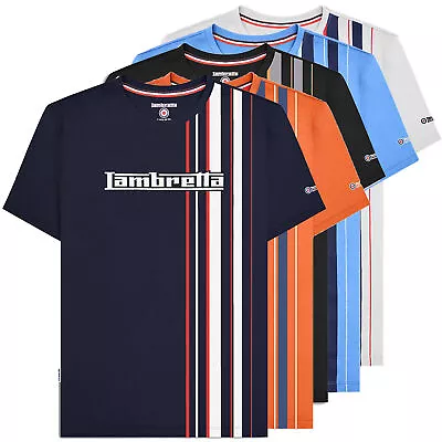 Buy Mens Lambretta Classic Racing Stripe Mod Ska Casual T-Shirts Sizes M To 4XL • 14.99£