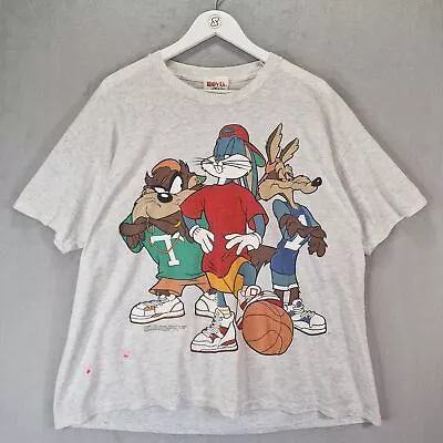 Buy Vintage Looney Tunes Teez T-Shirt Mens Large Grey Wile E Coyote Bugz Taz Single • 49.99£