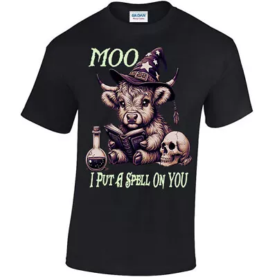 Buy MOO I Put A Spell On YOU, T-shirt, Witch Highland Cow Witchcraft Supernatural • 16.50£