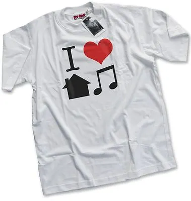 Buy NEW I Love House Music D&B DJ Top Rave Ibiza Club Mens White T-Shirt • 13.99£