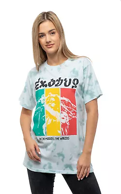 Buy Bob Marley T Shirt Exodus Rasta Colours New Official Unisex Dye Wash Green • 17.95£