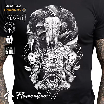Buy Occult Ram Mens T-Shirt Horror Baphomet Horned Demon Devil Mythical P160 • 13.99£