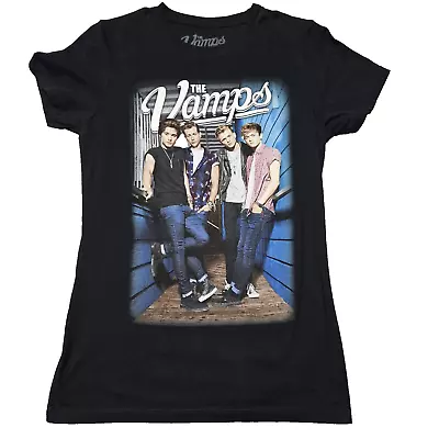 Buy The Vamps Band Graphic T Shirt Womens Medium Black Fitted Upcycle DIY Project • 6.42£