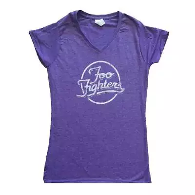 Buy Foo Fighters T Shirt Text Band Logo New Official Womens Skinny Fit Purple • 15.95£