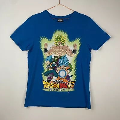 Buy Dragon Ball Z Broly T-Shirt Size M Blue Large Front Print 2018 Short Sleeve • 9.95£