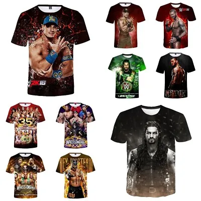 Buy WWE Wrestling Top Kids Adults 3D Casual T-Shirt Short Sleeve Tee Tops Gift UK • 6.98£