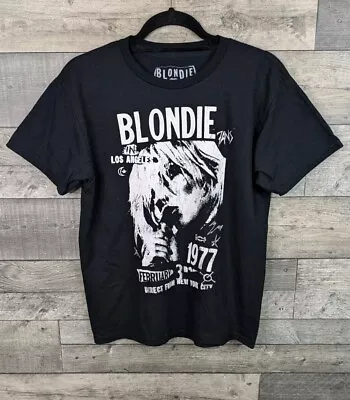 Buy Blondie Black River Island Graphic Band Tee T Shirt Womens M Cropped LA 1977  • 17.99£