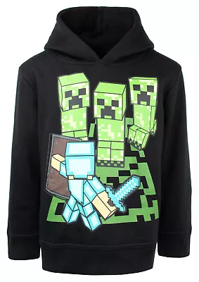 Buy Minecraft Boys Hoodie Black Sweatshirt Creeper Jersey Long Sleeve Top Age 6-12 • 14.99£