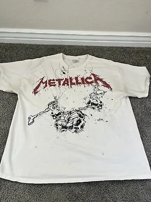 Buy Metallica “One” Rare Vintage T-Shirt Size 2XL White Double-sided Skulls/Chains • 56.02£