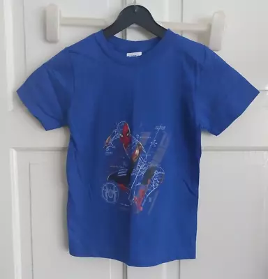 Buy Port & Company Marvel Spiderman T Shirt Blue Size 4T Toddler 104/4 • 8.99£