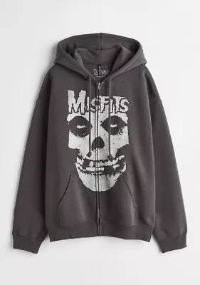 Buy Misfits Band Jumper Zip Up Hoodie Dark Grey XS Rock Roll Danzig Metal Goth • 55.06£