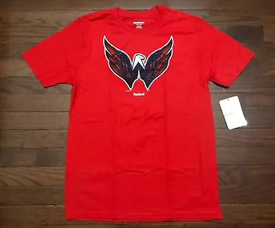 Buy New Kids Washington Capitals T Shirt Youth Large Red Blue Reebok Hockey Caps Nwt • 8.49£