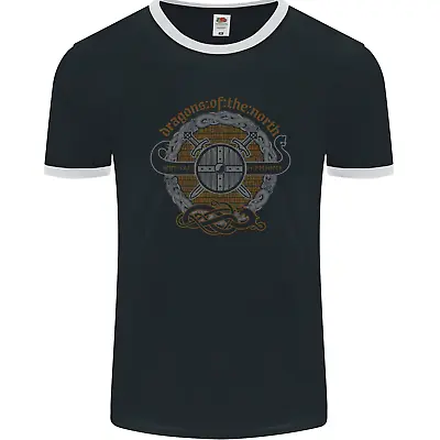 Buy Dragons North Viking Valhalla Thor Odin Mens Ringer T-Shirt FotL • 9.99£