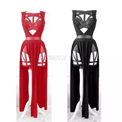 Buy Gothic Bandage Bustier Top And Double Slit Skirt Set In Black, Red • 27.07£