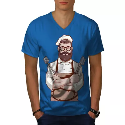 Buy Wellcoda Confident Chef With Beard And Culinary Tools Mens V-Neck T-shirt • 17.99£