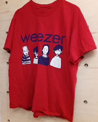 Buy Vtg Weezer Music Tour Concert Heavy Cotton Red All Size Unisex Shirt MM1098 • 25.20£