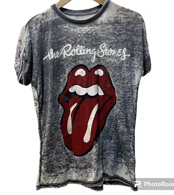 Buy The Rolling Stones Size 12 UK T Shirt Charcoal Grey Distressed Gigs Rock Festiva • 4.99£
