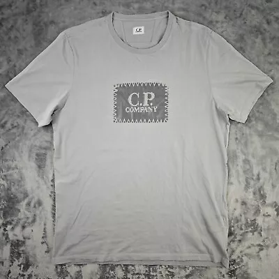 Buy C.P. Company Logo Stitch Print T Shirt Grey XL Extra Large Authentic Certilogo • 39.95£