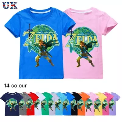 Buy Kids Boys THE LEGEND OF ZELDA Print Casual Short Sleeve T-Shirt Cotton Tee Tops • 8.79£