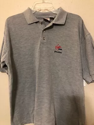 Buy Virgin Record Music Stores Orlando Gray Polo Golf Shirt Size Large Vintage • 2.80£