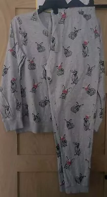 Buy Ladies Next Grey Cute Rabbit Long Sleeve Pyjamas Size M 14 ❤️ Cotton  • 4.99£
