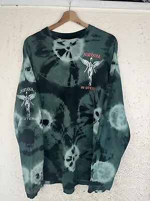 Buy Vintage Nirvana 1993 In Utero Long Sleeve Tie Dye Band T Shirt XL 90s Grunge • 1,650£