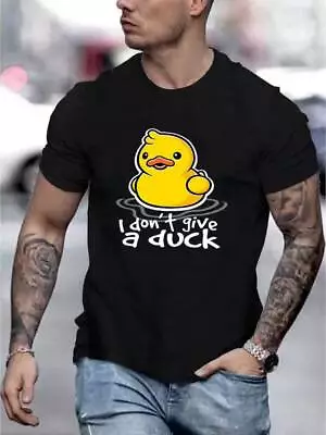 Buy I Dont Give A Duck Printed Mens T-shirt Short Sleeve Funny Text Graphic Shirts • 13.29£