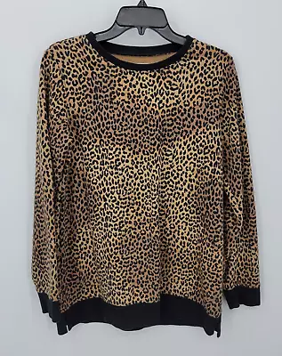 Buy Lands End Sweatshirt Womens Small Brown Black Cheetah Print Serious Sweats • 17.96£