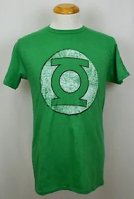 Buy Green Lantern Worn Logo T-shirt DC Comics Superhero Graphic Tee Hthr Green NWT • 13.99£