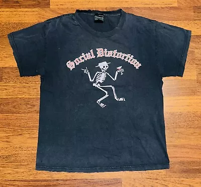 Buy Vintage 90s Social Distortion Band T-Shirt Punk Rock Giant Tag Sz S/M Y2K • 32.68£