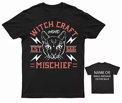 Buy Witch Craft And Est 666 Mischief T-shirt Gothic Tee Occult Custom Message • 14.95£