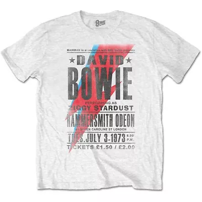 Buy White David Bowie Live At The Hammersmith Odeon Official Tee T-Shirt Mens • 14.99£