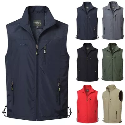 Buy Men Waistcoat Full Zip Outwear Mens Outdoor Waterproof Sleeveless Jackets • 19.19£