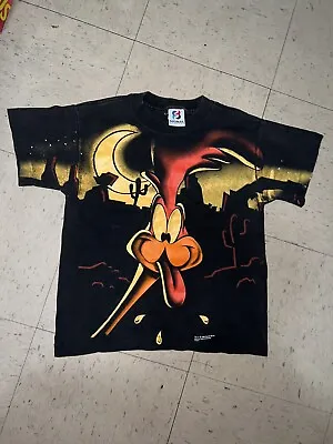 Buy Vintage 90s Looney Tunes Wile E Coyote T-Shirt Road Runner AOP 1995 Kids SZ 8/10 • 280.08£