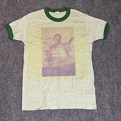 Buy True Vintage Texas Chainsaw Massacre Shirt Men's Small Green Ringer Movie 70s • 138.99£