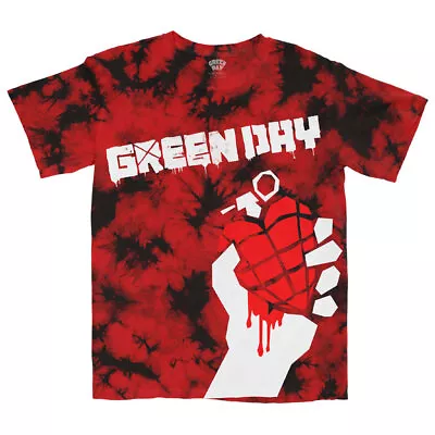Buy Green Day T Shirt American Idiot Band Logo New Official Unisex Dye Wash Red • 17.95£