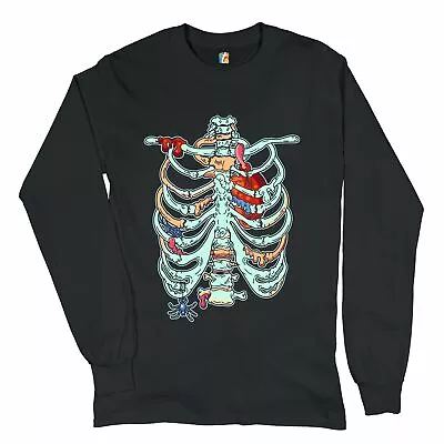 Buy Zombie Rib Cage Long Sleeve T-shirt All Hallows' Eve Spooky Halloween Skeleton • 22.32£