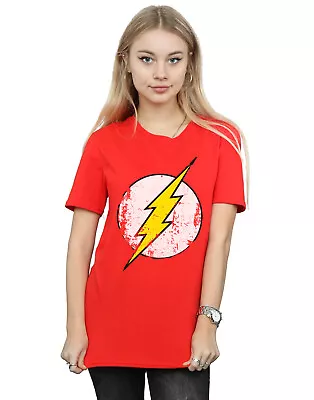 Buy DC Comics Women's The Flash Distressed Logo Boyfriend Fit T-Shirt • 13.99£