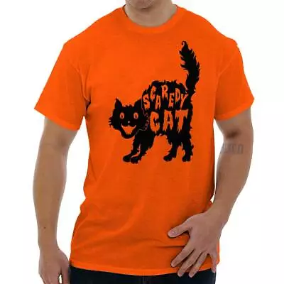 Buy Scaredy Cat Halloween Trick Treat Spooky Womens Short Sleeve Crewneck Tee • 18.66£