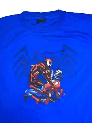 Buy Vintage 1990’s  Carnage Venom Spider-man Blue Graphic T Shirt Sz 2X Rare • 181.73£