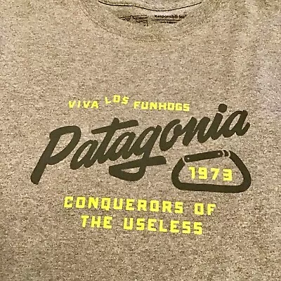 Buy Vtg Patagonia ‘Conquerors Of The Useless Since 1973’ S/S Shirt Small Gray • 32.68£