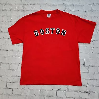 Buy Vintage Boston Red Sox Spell Out Red T-Shirt Mens Large MLB Baseball USA Sports • 15£