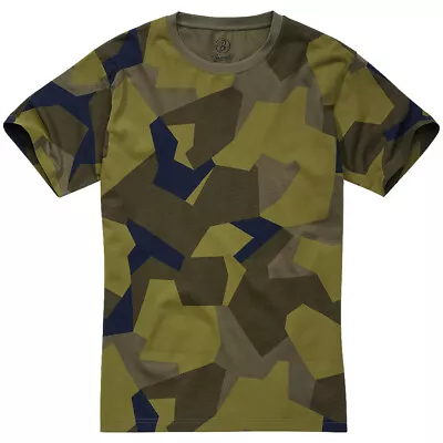 Buy Brandit T-shirt Cotton Top Casual Tactical Mens Hunting Swedish Camo M90 Camo • 13.95£